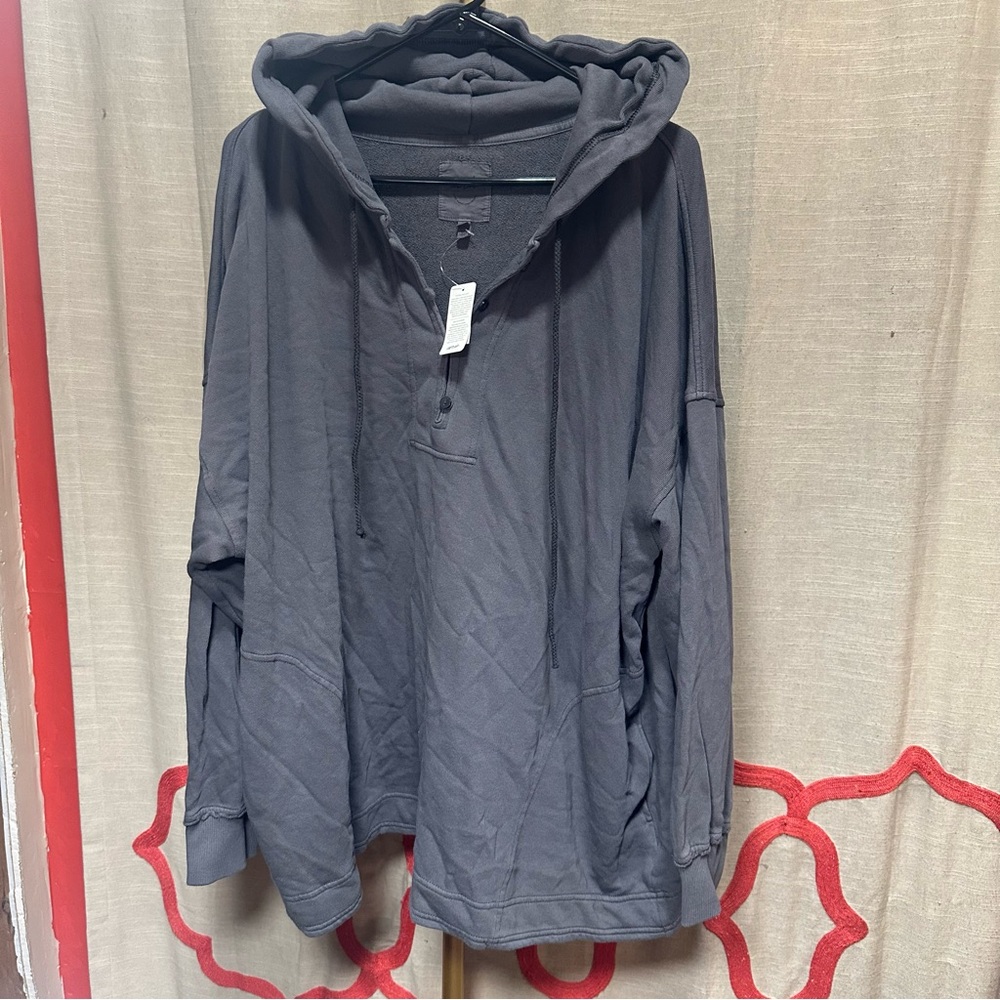 Aerie Beach Weekend Charcoal Gray Oversized Hoodie  XL